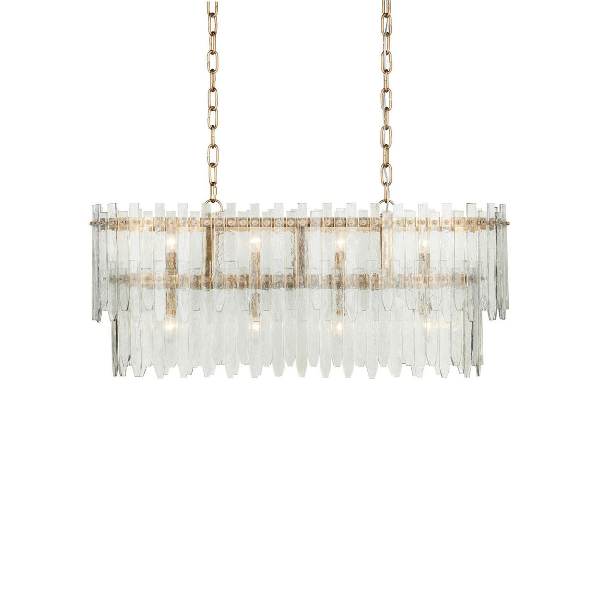 Currey and Company 9000-1454 Electra Oval Chandelier in Clear/Antique Brass