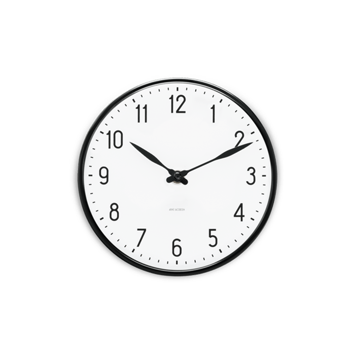 Arne Jacobsen Clocks 43623 Station Wall Clock in White/Black