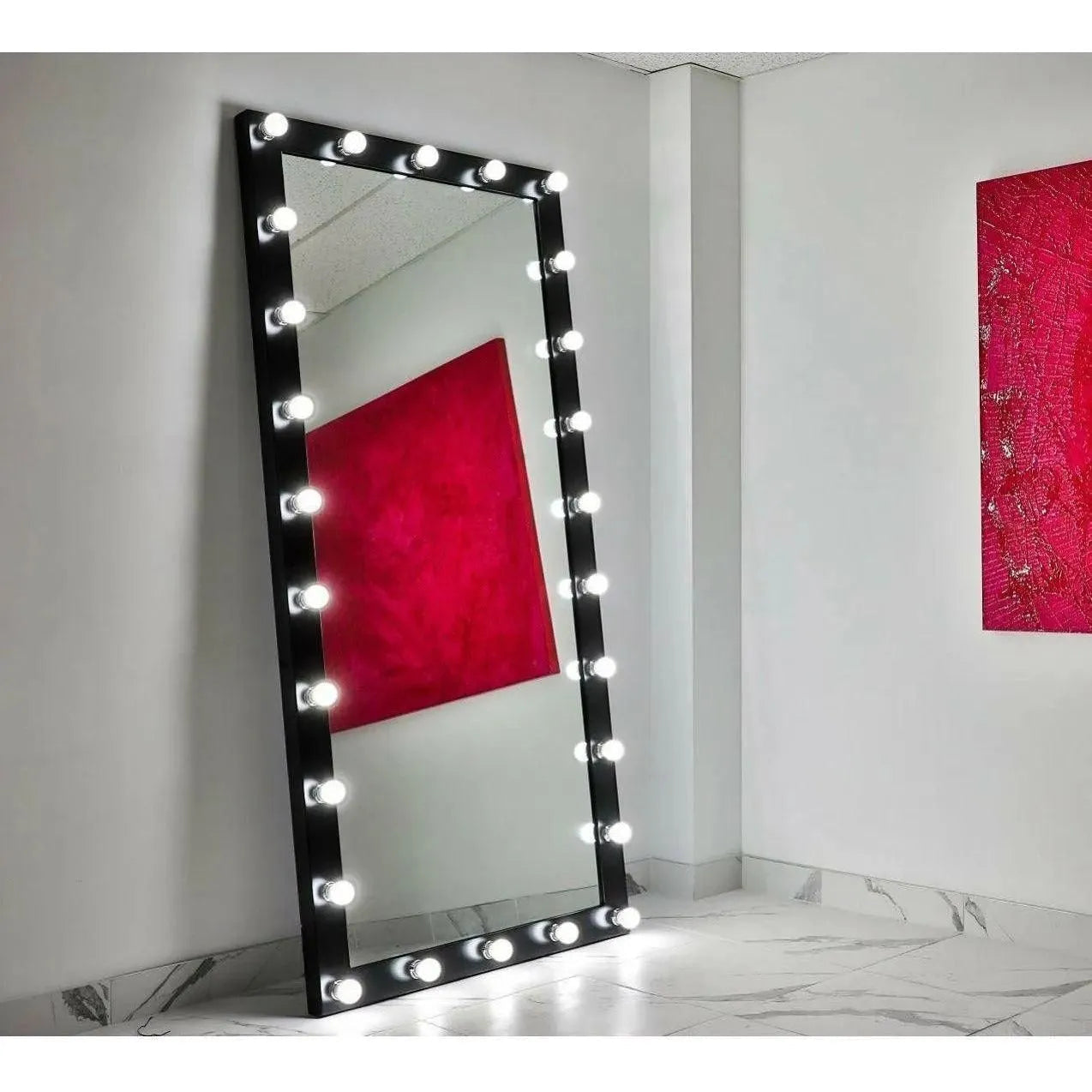 Paris Mirror - Hollywood Dressing LED Mirror - HDRES70283000-BLK | The Rug District