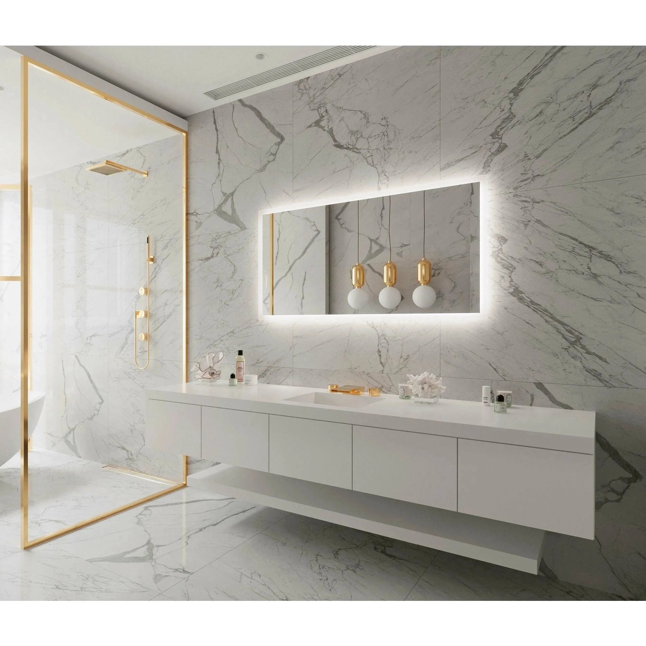 Paris Mirror - Rectangle Backlit LED Mirror - RECTX55283000 | The Rug District