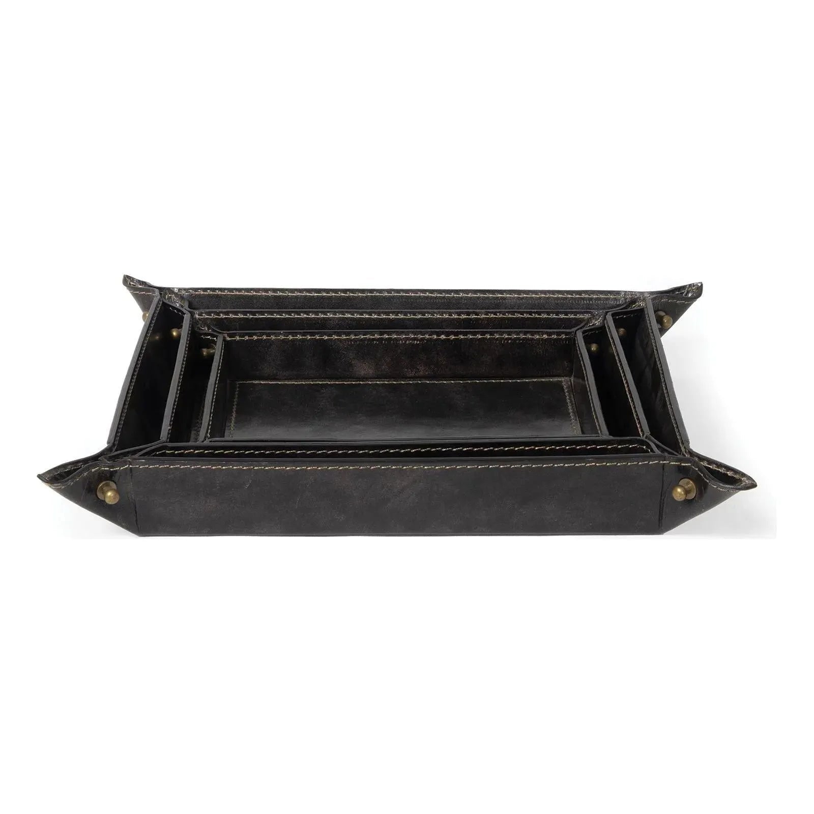 Regina Andrew - Derby Leather Tray Set - 20-1502BLK | The Rug District