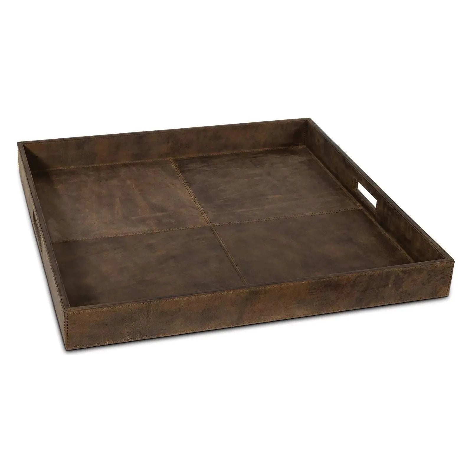 Regina Andrew - Derby Square Leather Tray - 20-1507BRN | The Rug District