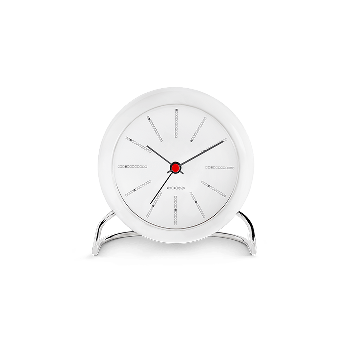 Arne Jacobsen Clocks 43675 Bankers Table Clock in White