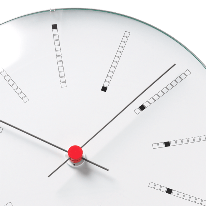 Arne Jacobsen Clocks 43630 Bankers Wall Clock in White/Black/Red