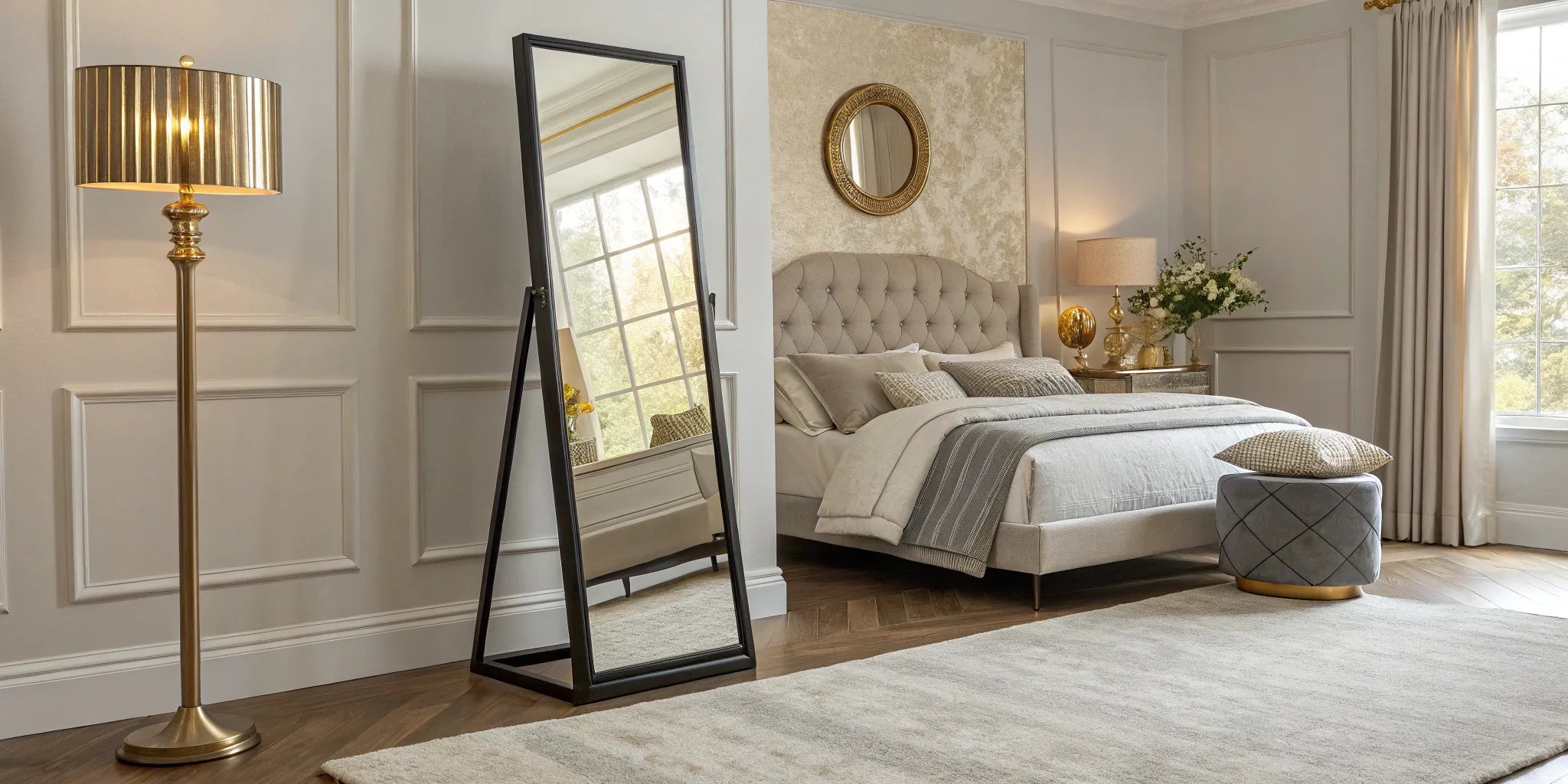 Full-length mirror with stand.