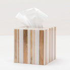 Pigeon and Poodle PP000270 Ashford Tissue Box in Striped Brown Bamboo/White Resin