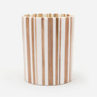 Pigeon and Poodle PP000271 Ashford Wastebasket in Striped Brown Bamboo/White Resin