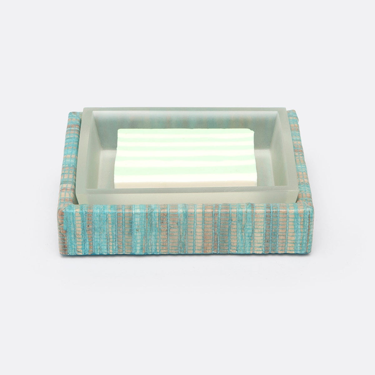 Pigeon and Poodle PP000300 Bali Soap Dish in Aqua Water Hyacinth