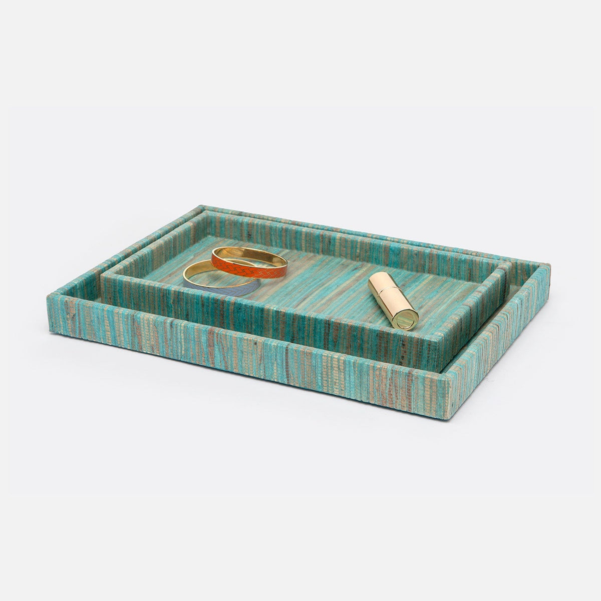 Pigeon and Poodle PP000303 Bali Trays in Aqua Water Hyacinth