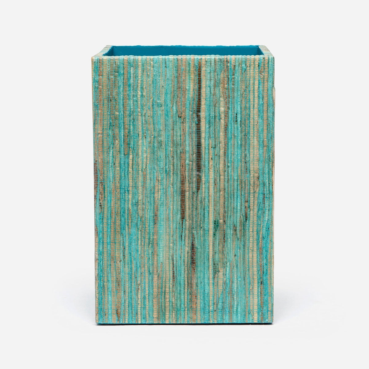 Pigeon and Poodle PP000304 Bali Wastebasket in Aqua Water Hyacinth