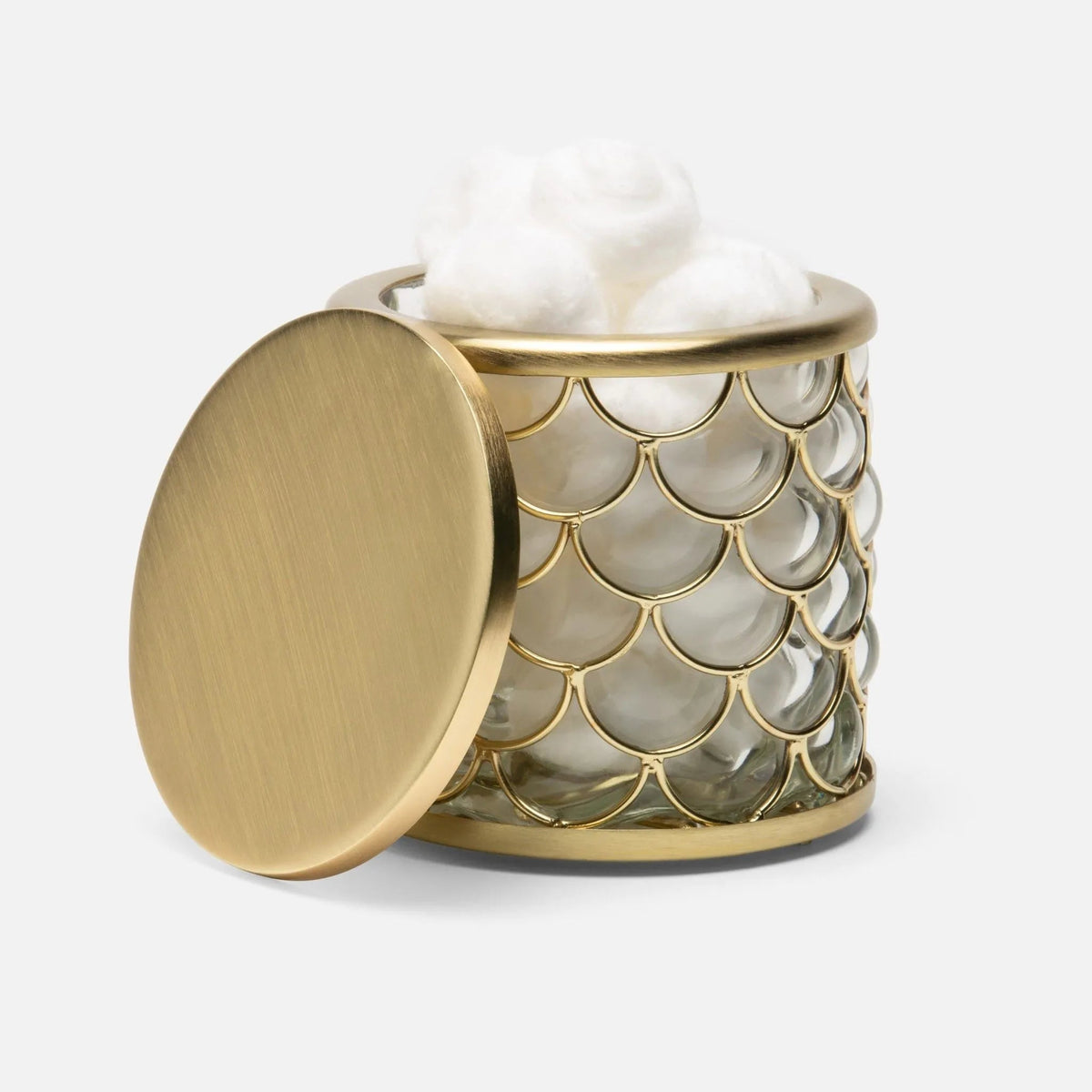 Pigeon and Poodle PP004459 Gila Bath Canister (Large) in Clear Glass/Brushed Gold Brass
