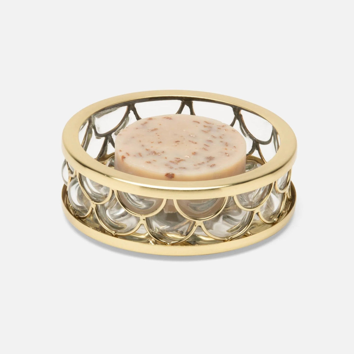 Pigeon and Poodle PP004460 Gila Soap Dish in Clear Glass/Brushed Gold Brass