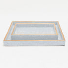 Pigeon and Poodle PP000946 Manchester Tray Set (10"L x 6"W x 1.5"H, 12.5"L x 9.5"W x 1.5"H) in Cloud Gray Realistic Faux Shagreen