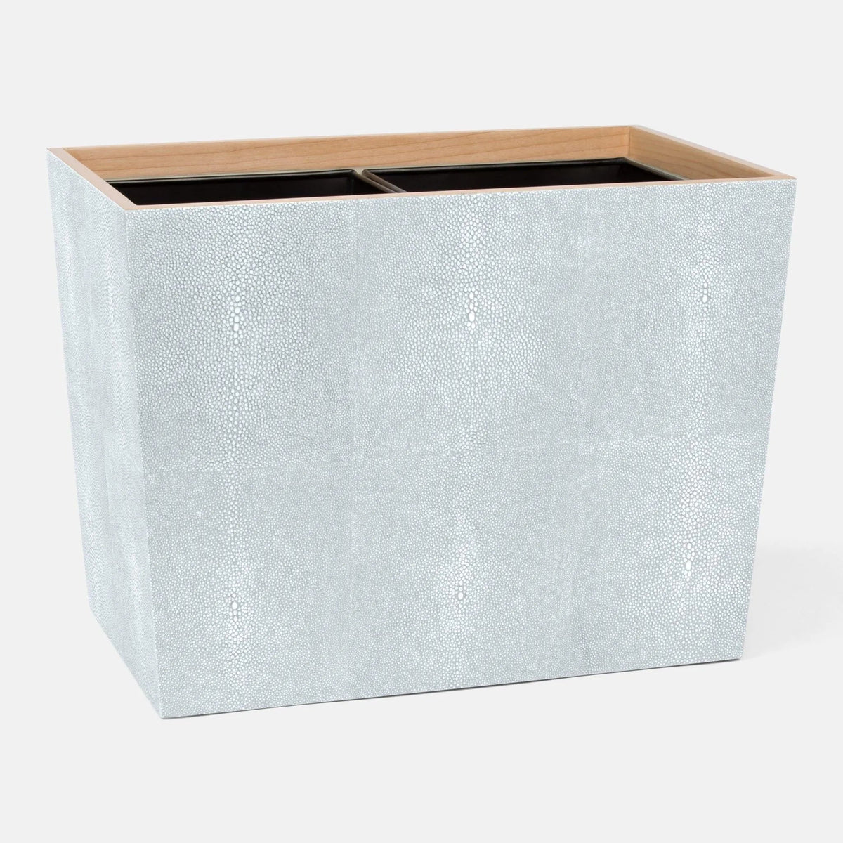 Pigeon and Poodle PP000949 Manchester Double Wastebasket in Cloud Gray Realistic Faux Shagreen