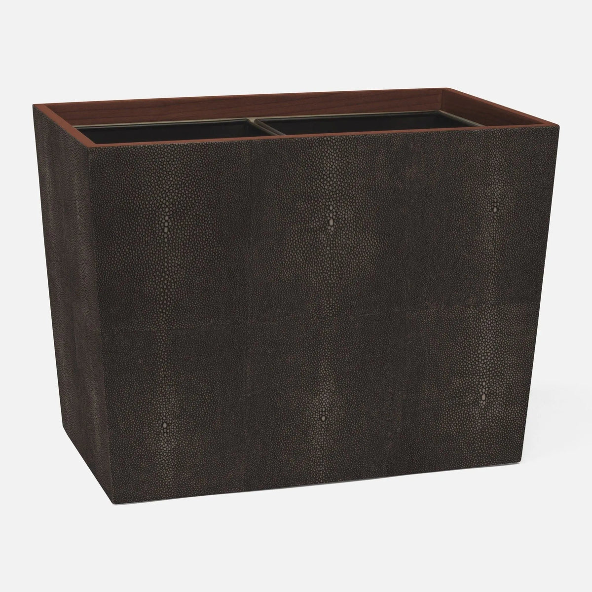 Pigeon and Poodle PP000994 Manchester Double Wastebasket in Dark Mushroom Realistic Faux Shagreen