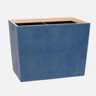 Pigeon and Poodle PP001009 Manchester Double Wastebasket in Navy Realistic Faux Shagreen