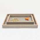 Pigeon and Poodle PP001021 Manchester Tray Set (10"L x 6"W x 1.5"H, 12.5"L x 9.5"W x 1.5"H) in Sand Realistic Faux Shagreen