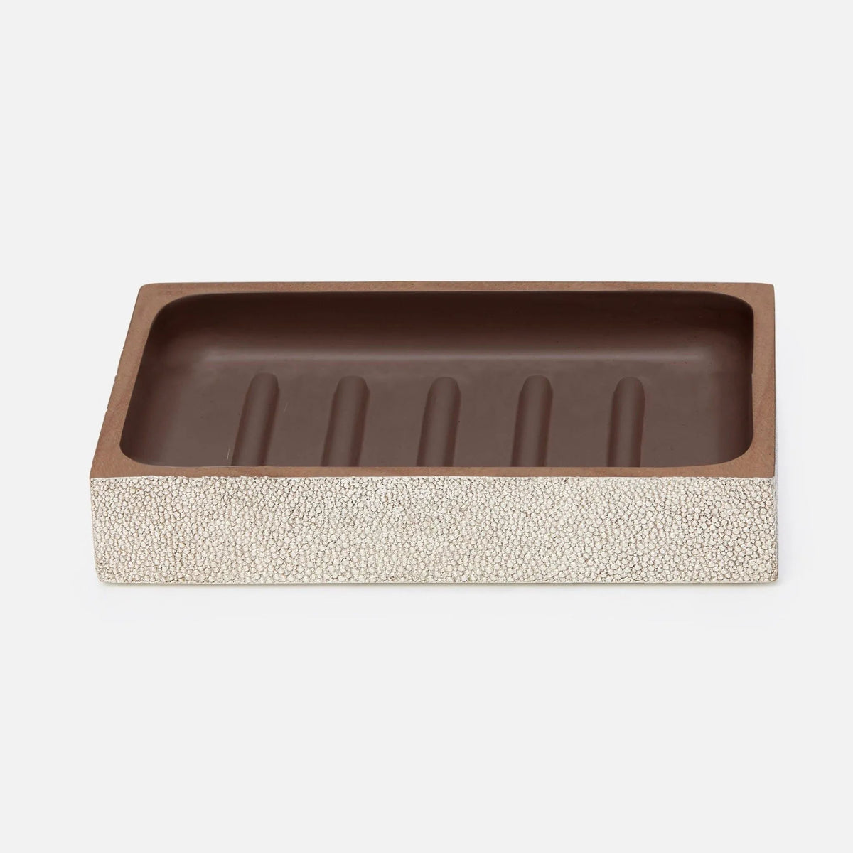 Pigeon and Poodle PP001058 Manchester Soap Dish (Rectangular) in Warm Silver Realistic Faux Shagreen