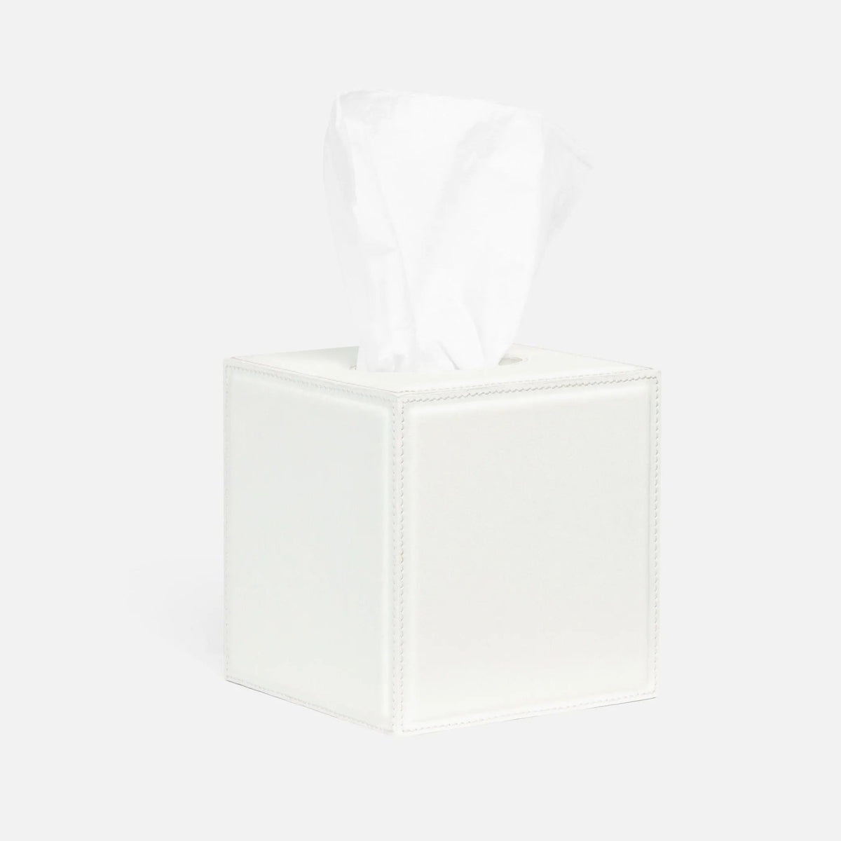 Pigeon and Poodle PP003991 Rothwell Tissue Box in Bright White Marine Leather