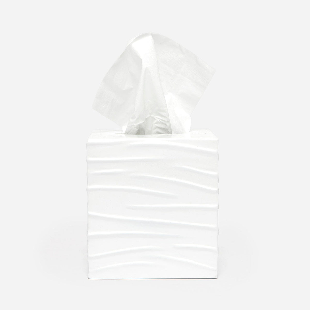 Pigeon and Poodle PP001412 Solin Tissue Box in White Lacquer Resin