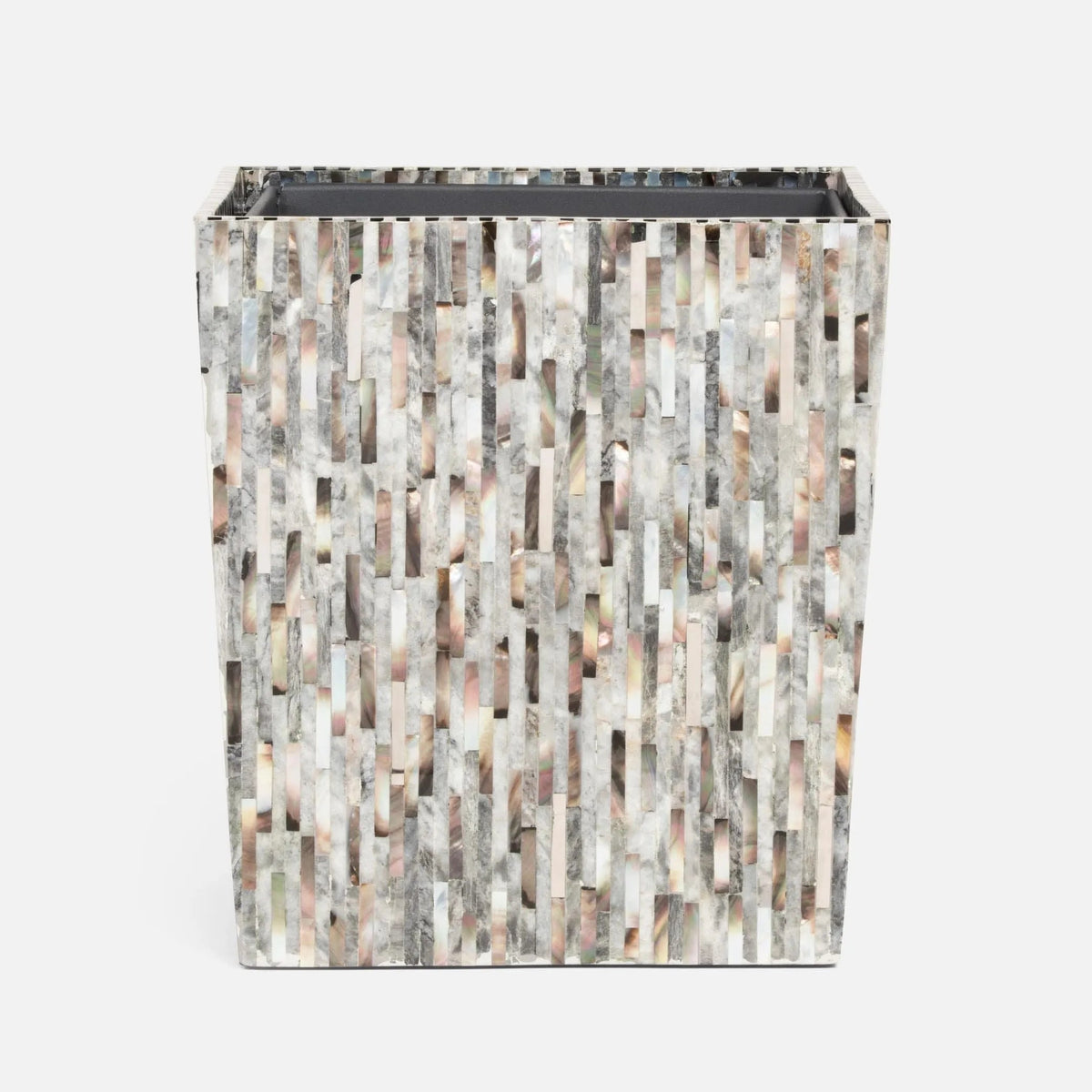Pigeon and Poodle PP003978 Luzia Wastebasket in Silver Mix Romblon Stone/Shell