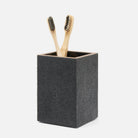 Pigeon and Poodle PP005204 Manchester Brush Holder in Black Realistic Faux Shagreen