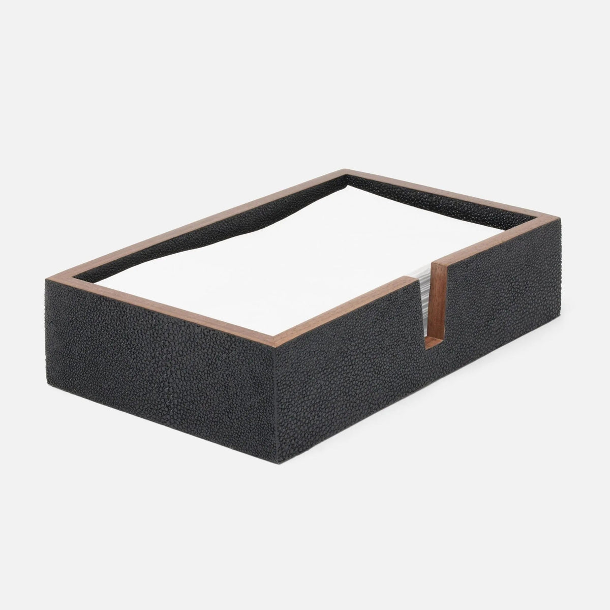 Pigeon and Poodle PP005206 Manchester Hand Towel Tray in Black Realistic Faux Shagreen