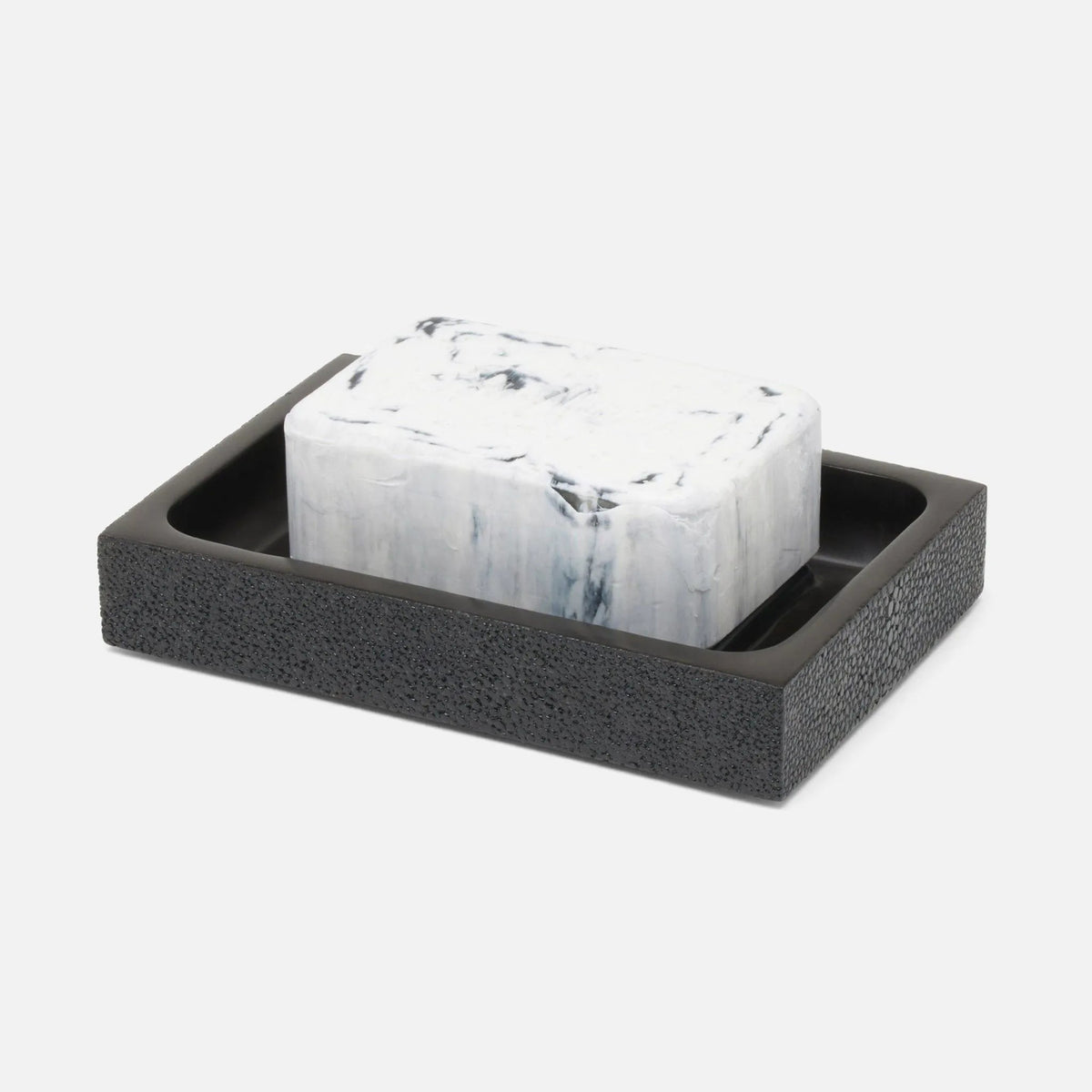 Pigeon and Poodle PP005209 Manchester Soap Dish (Rectangular) in Black Realistic Faux Shagreen