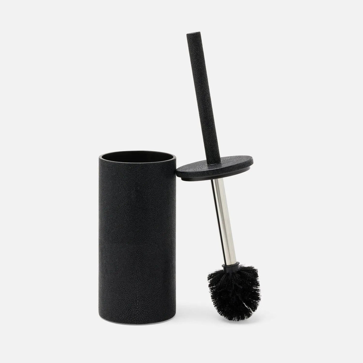 Pigeon and Poodle PP007124 Manchester Toilet Brush Holder in Black Realistic Faux Shagreen