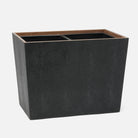 Pigeon and Poodle PP005221 Manchester Double Wastebasket in Black Realistic Faux Shagreen