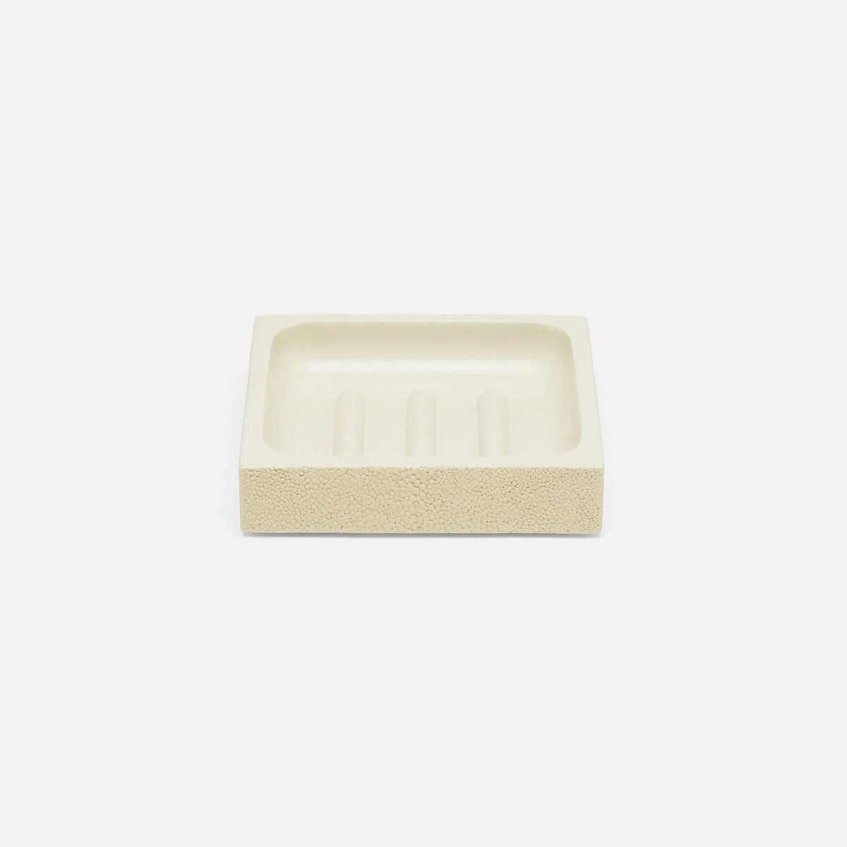 Pigeon and Poodle PP000972 Manchester Soap Dish (Square) in Ivory Realistic Faux Shagreen