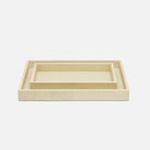 Pigeon and Poodle PP000976 Manchester Tray Set (10"L x 6"W x 1.5"H, 12.5"L x 9.5"W x 1.5"H) in Ivory Realistic Faux Shagreen