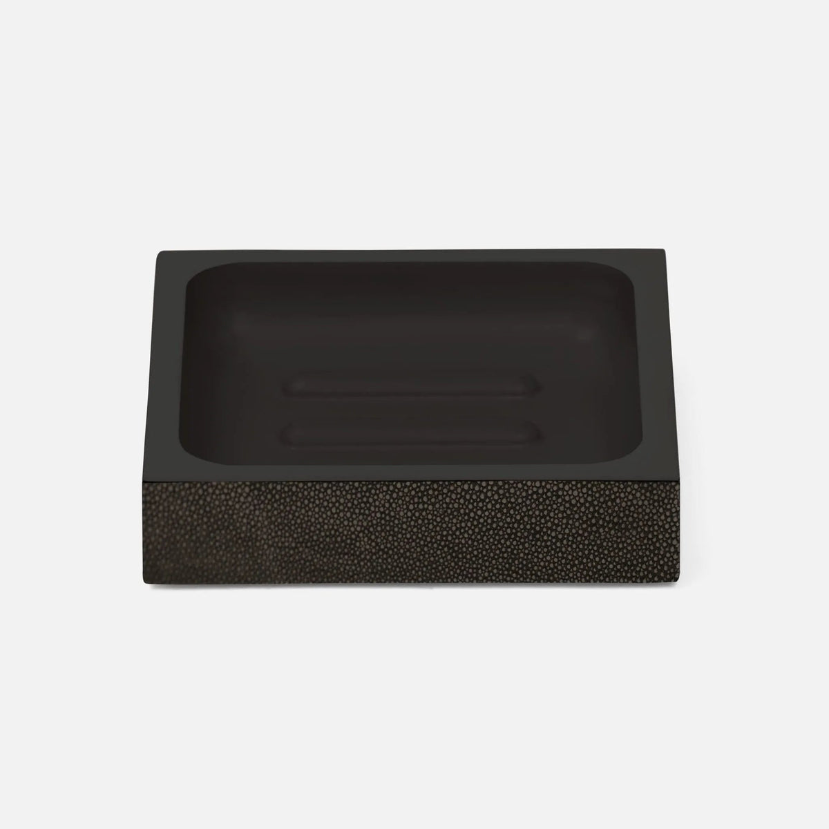 Pigeon and Poodle PP000986 Manchester Soap Dish (Rectangular) in Dark Mushroom Realistic Faux Shagreen