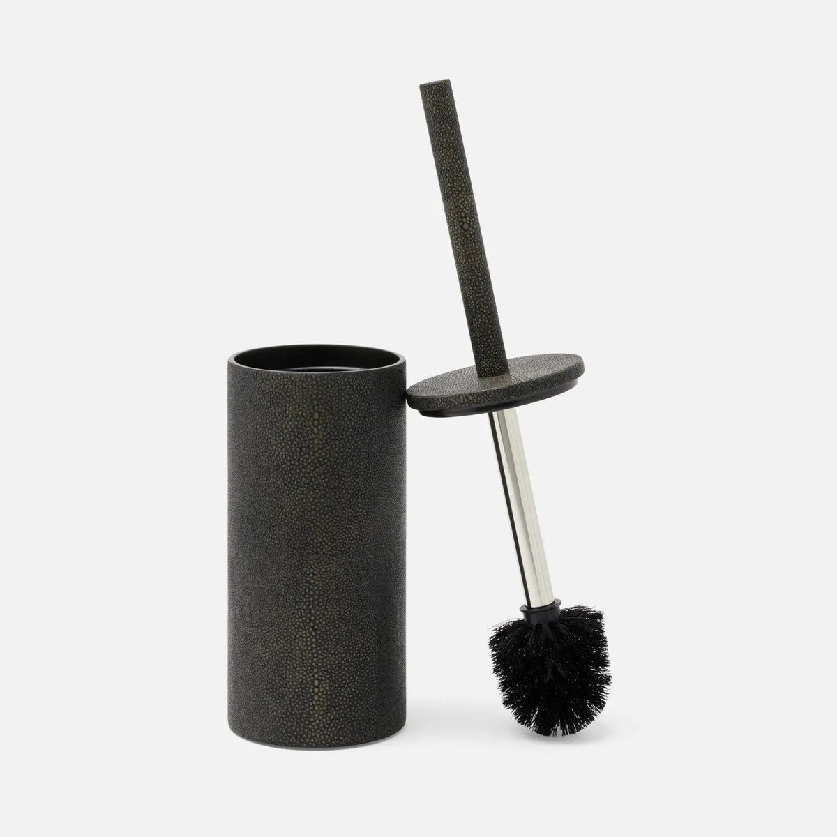Pigeon and Poodle PP007128 Manchester Toilet Brush Holder in Dark Mushroom Realistic Faux Shagreen