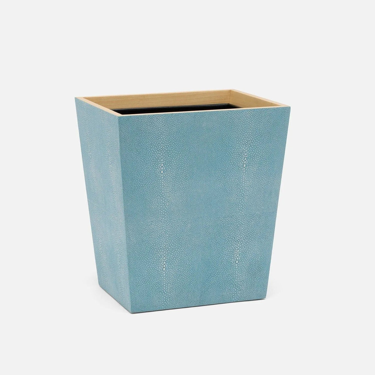 Pigeon and Poodle PP007638 Manchester Wastebasket (Rectangular) in Powder Blue Realistic Faux Shagreen