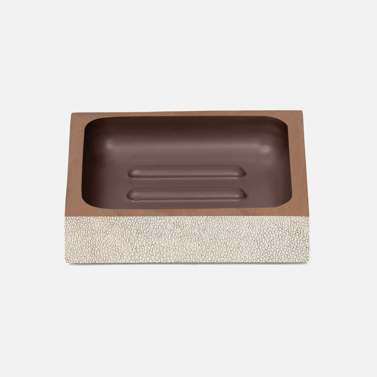 Pigeon and Poodle PP001059 Manchester Soap Dish (Square) in Warm Silver Realistic Faux Shagreen