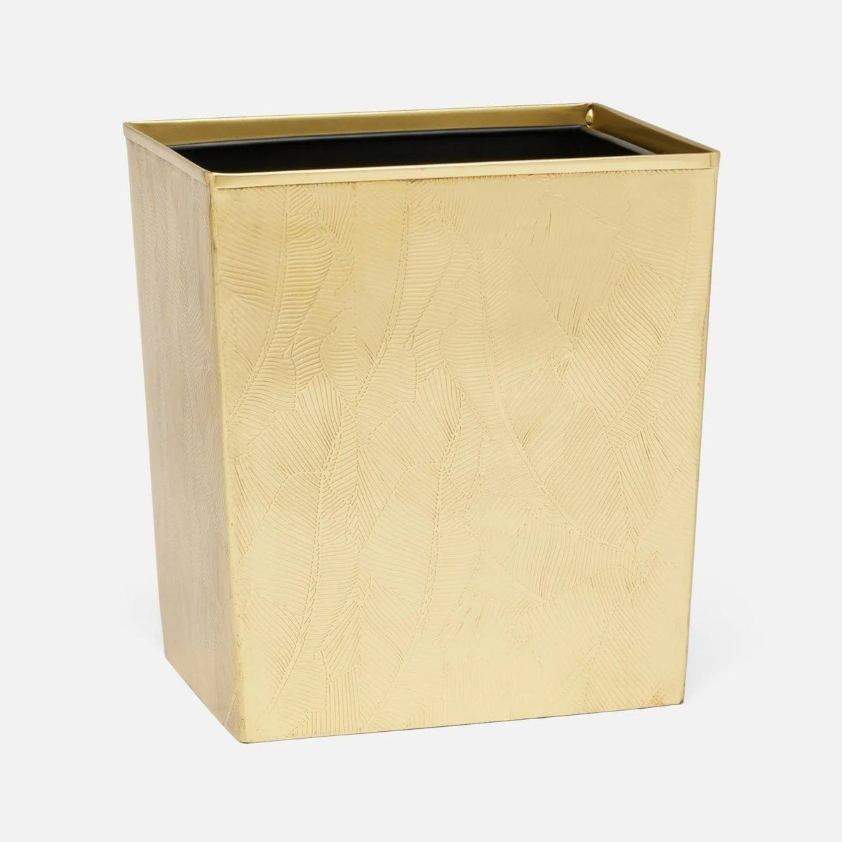 Pigeon and Poodle PP007064 Mancora Wastebasket (Rectangular) in Shiny Brass Etched Brass