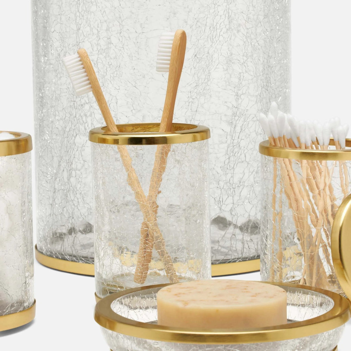 Pigeon and Poodle PP004879 Pomaria Brush Holder in Brushed Gold Glass/Stainless Steel