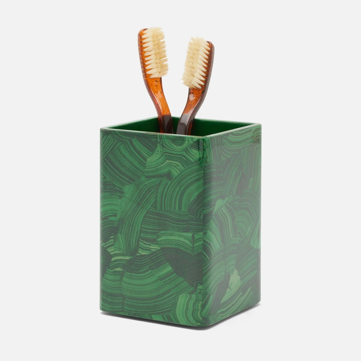 Pigeon and Poodle PP005234 Porter Brush Holder in Natural Gloss Faux Malachite