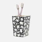 Pigeon and Poodle PP007069 Remini Brush Holder in Black Resin/White Shell