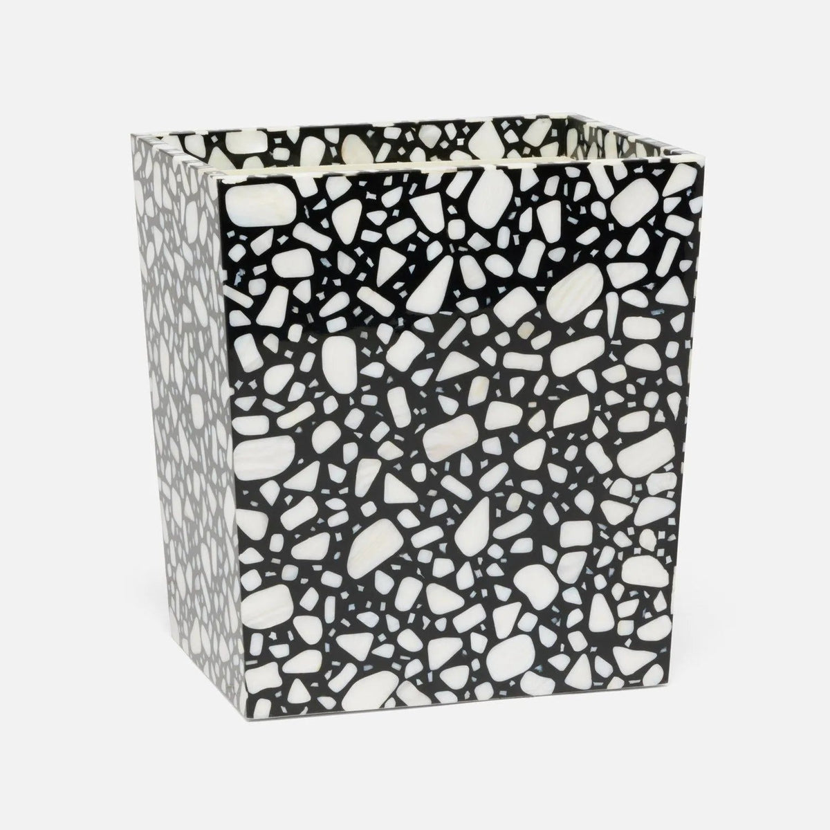 Pigeon and Poodle PP007074 Remini Wastebasket in Black Resin/White Shell