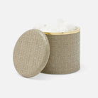 Pigeon and Poodle PP007111 Veria Canister (Large) in Desert Taupe Realistic Faux Rattan/Gold Brass