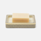 Pigeon and Poodle PP007113 Veria Soap Dish in Desert Taupe Realistic Faux Rattan/Gold Brass