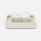 Pigeon and Poodle PP007103 Veria Soap Dish in Shiny White Realistic Faux Rattan/Gold Brass