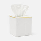 Pigeon and Poodle PP007099 Veria Tissue Box in Shiny White Realistic Faux Rattan/Gold Brass
