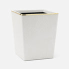 Pigeon and Poodle PP007105 Veria Wastebasket (Rectangular) in Shiny White Realistic Faux Rattan/Gold Brass