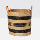 Pigeon and Poodle - PP002400 - Hudson Basket Set - Hudson - Black/Natural Seagrass