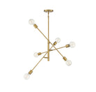 Meridian M10084NB Six Light Chandelier in Natural Brass