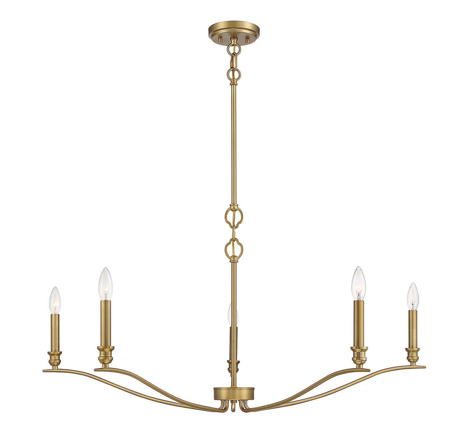 Meridian M10086NB Five Light Chandelier in Natural Brass