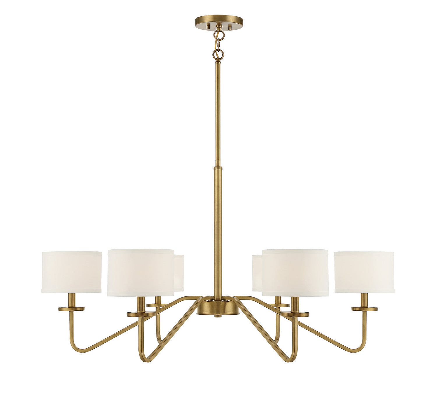 Meridian M10092NB Six Light Chandelier in Natural Brass